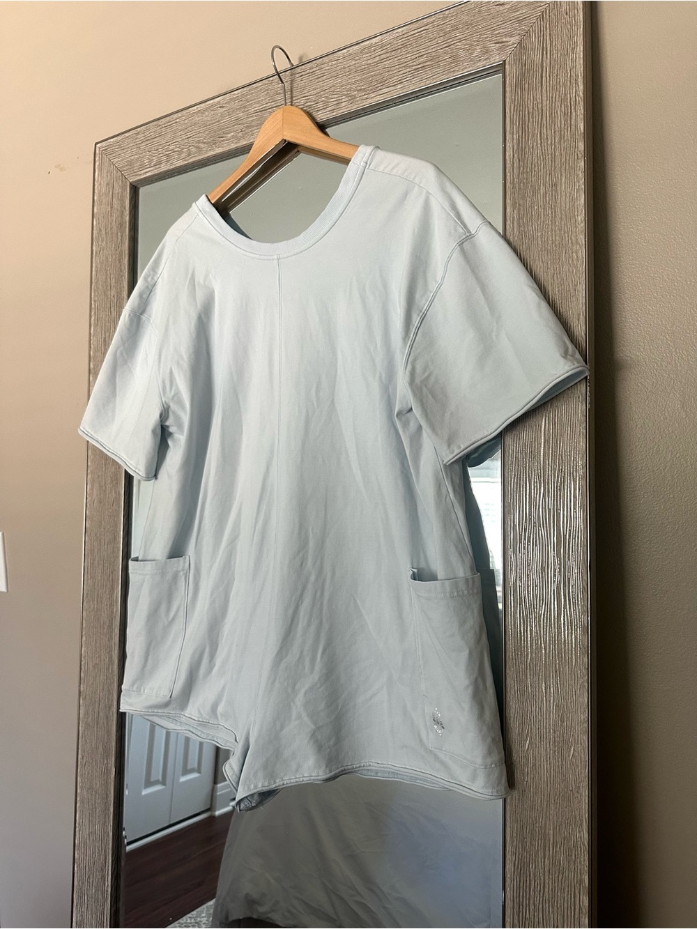 Free People FP Movement Light Blue Short Sleeved Hot Shot Tee Romper Size Medium